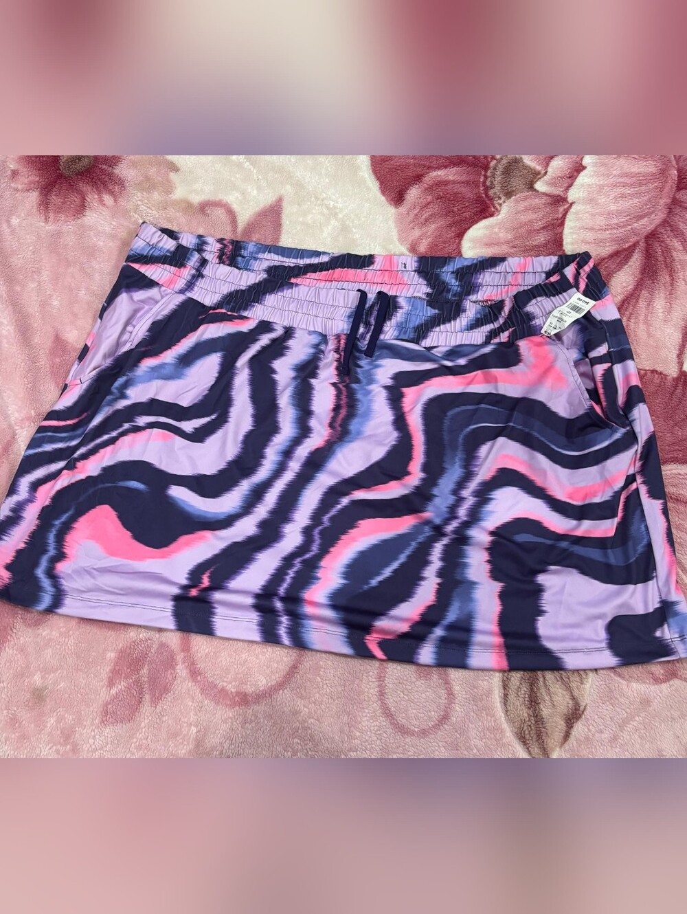 tek gear Pink Lavender & Navy Abstract Zebra Print Skirt